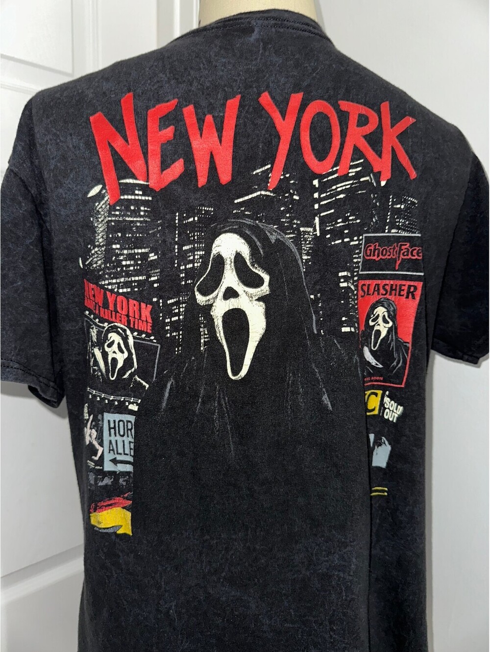Vintage Ghost Face Men's Black M NY Scream Graphic T Shirt